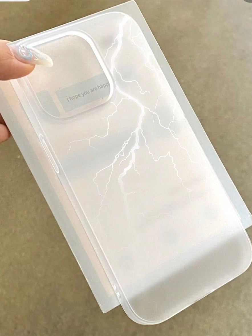 Simple White Lightning Shockproof Phone Case