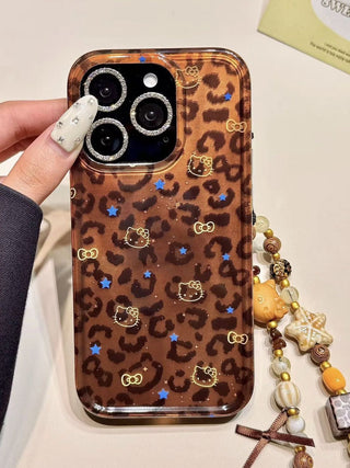 Retro Leopard Print Kitten Phone Case by painevida