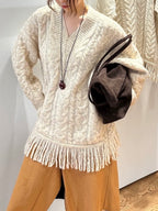 Cable Knit Dress With Tassels