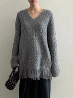 Cable Knit Dress With Tassels