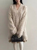 Cable Knit Dress With Tassels