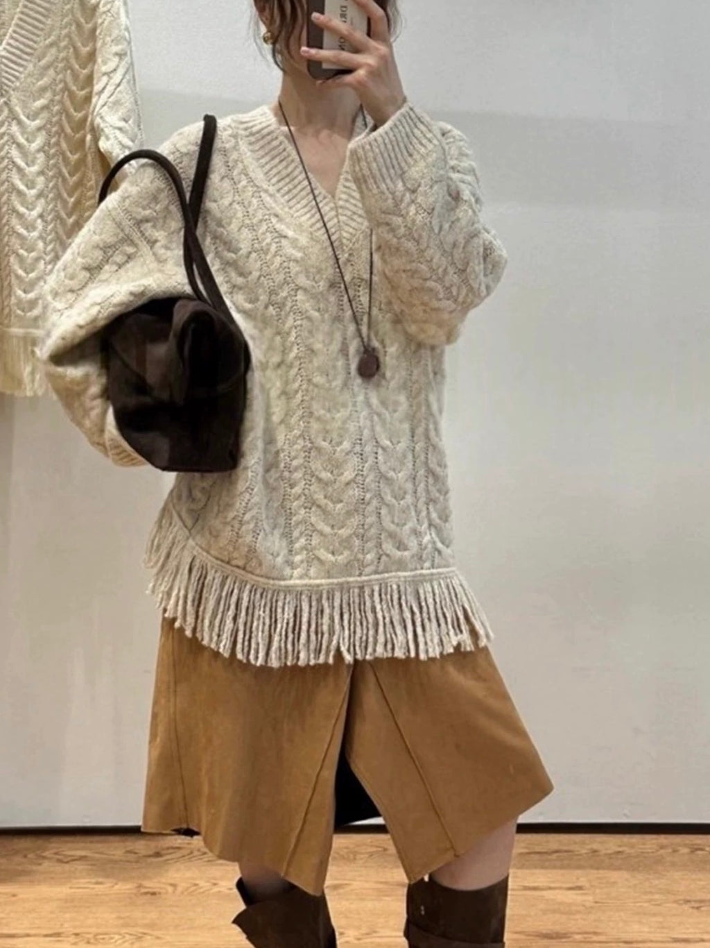 Cable Knit Dress With Tassels