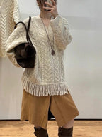 Cable Knit Dress With Tassels