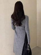 Round Neck Irregular Slit Knit Dress
