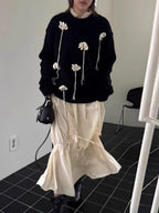 Handmade 3D Flower Decorated Knitwear