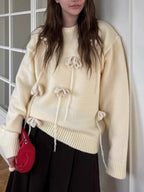 Handmade 3D Flower Decorated Knitwear