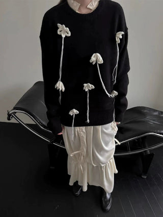 Handmade 3D Flower Decorated Knitwear by painevida