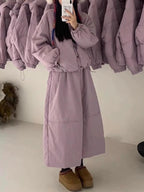 Single-Breasted Cotton-Padded Jacket + High-Waisted Tulip Skirt Two-Piece Set