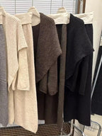 Three-Piece Set: Knitted Sweater + Openwork Shawl + Casual Trousers