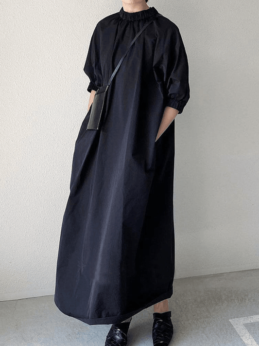 Stand Collar Graceful A-line Long Dress