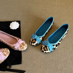 Bow-Print Leopard-Toe Ballet Flats by painevida