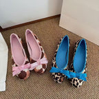 Bow-Print Leopard-Toe Ballet Flats by painevida