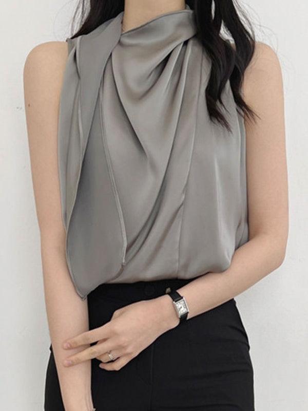 Loose Pleated Sleeveless Tank Top by painevida