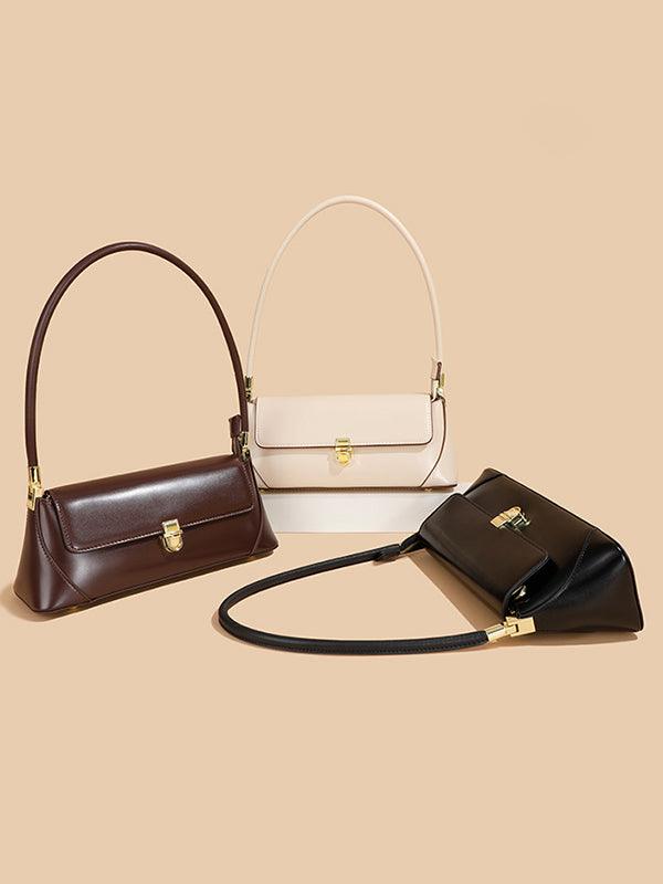Urban Solid Leather Zip-Up Shoulder Bag by painevida