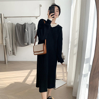 Casual Hooded Knitted Long Dress