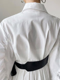 Nipped Waist Baller Sleeve Shirt Dress with Belt