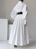 Nipped Waist Baller Sleeve Shirt Dress with Belt