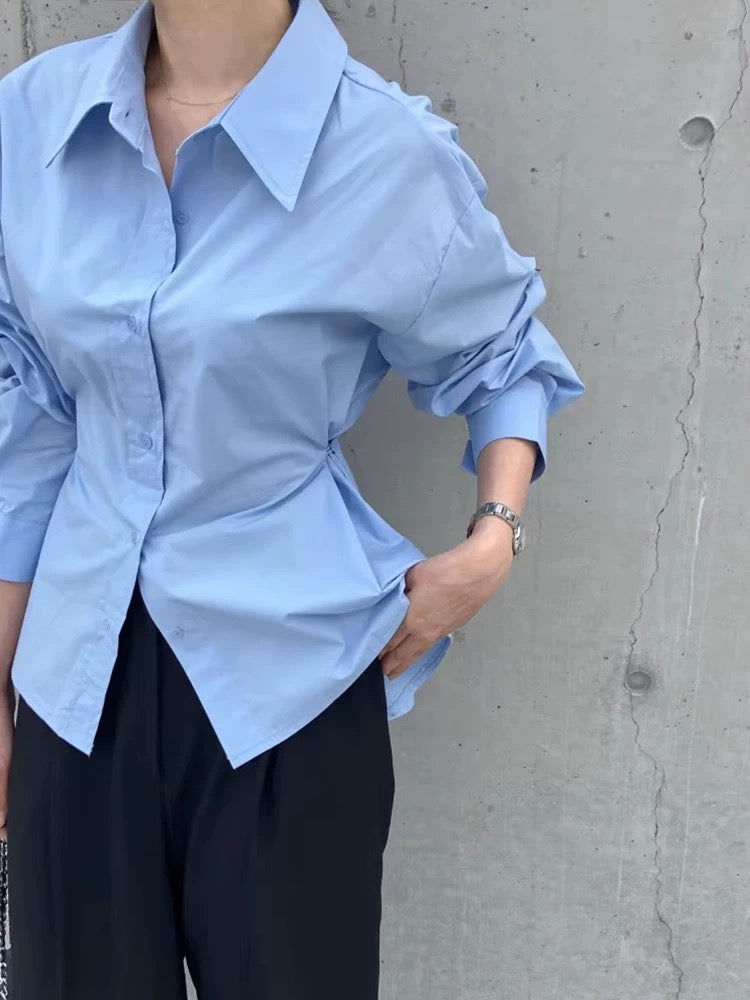 Lapel Side Button Long Sleeve Shirt