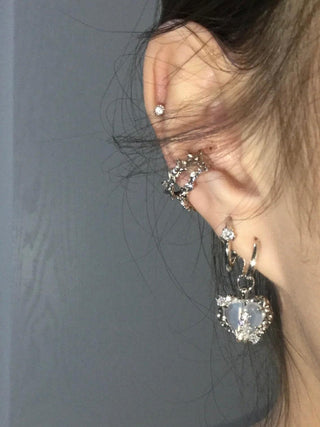 Sparkling Heart Bone-On Earrings