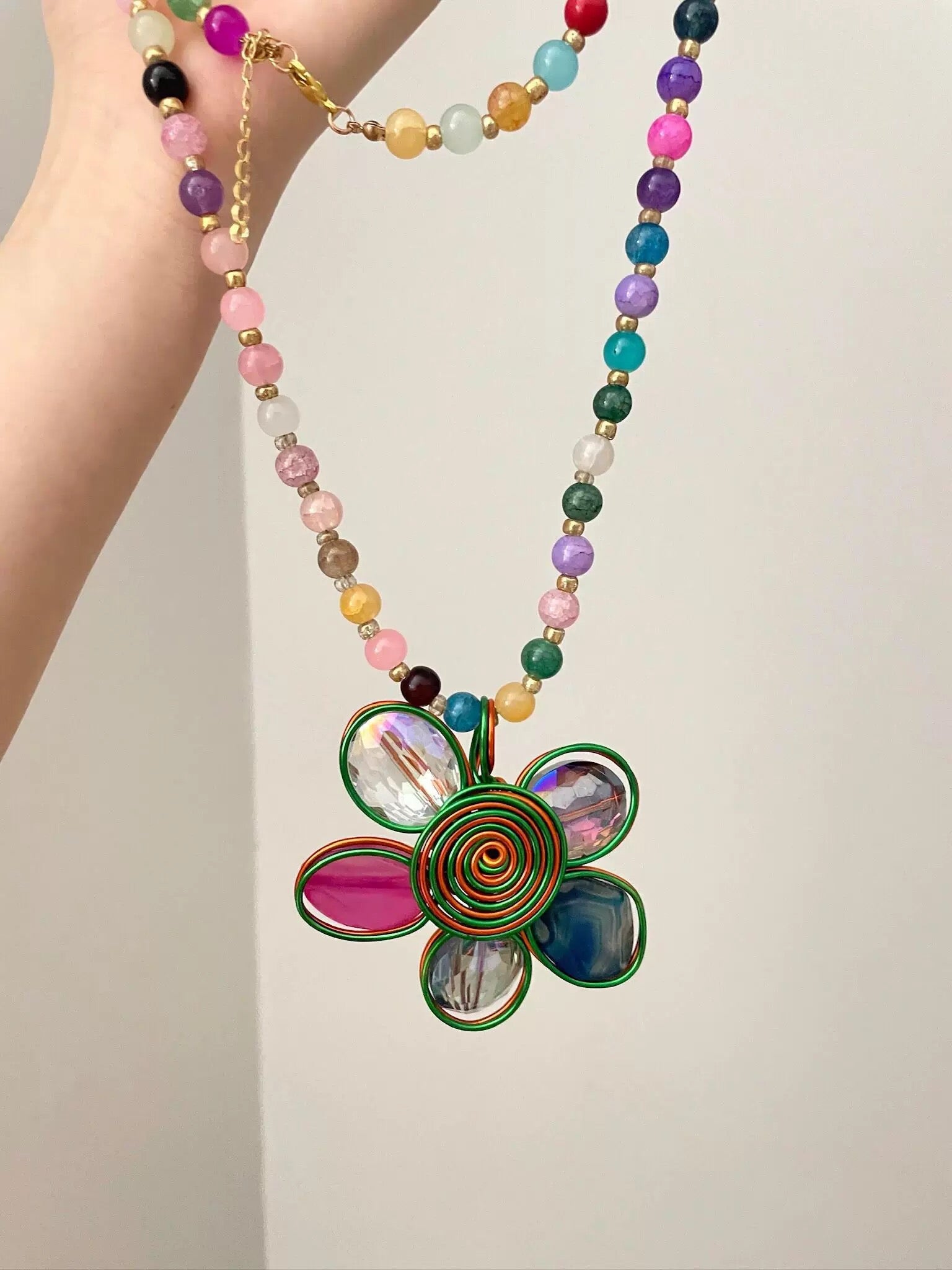 Vintage Rainbow Garden Necklace