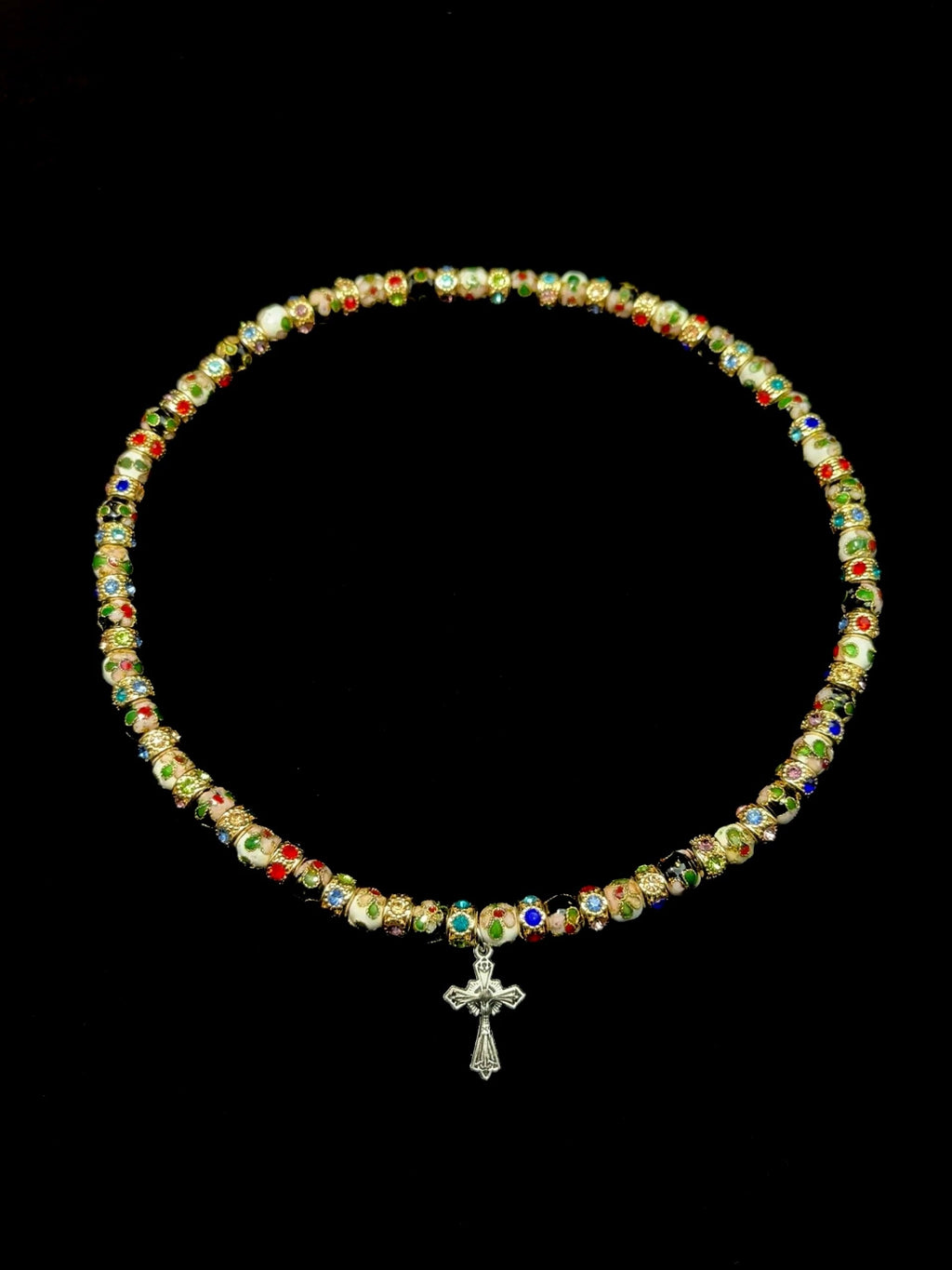 Vintage Thai Blue Cross Necklace by painevida