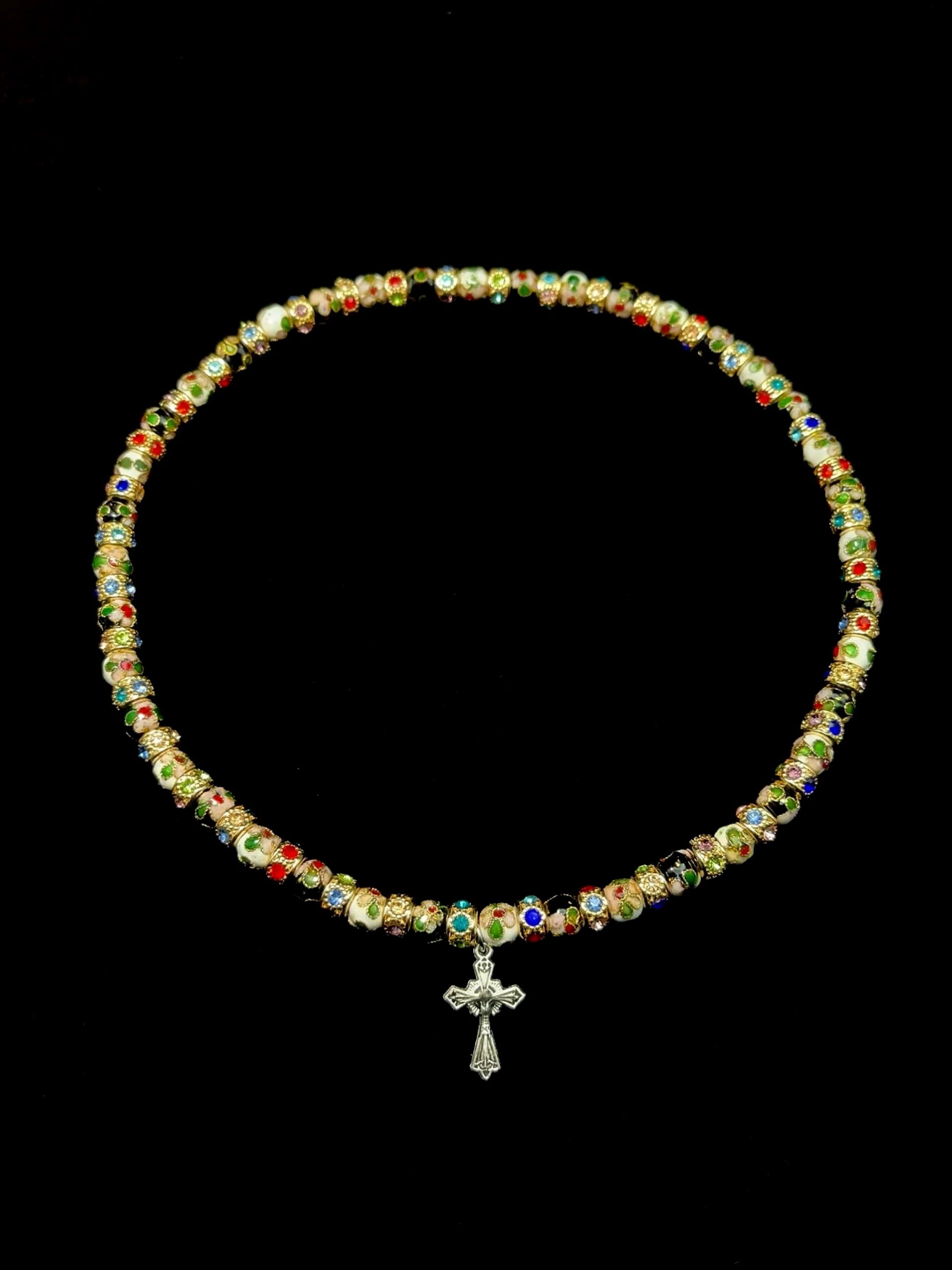 Vintage Thai Blue Cross Necklace