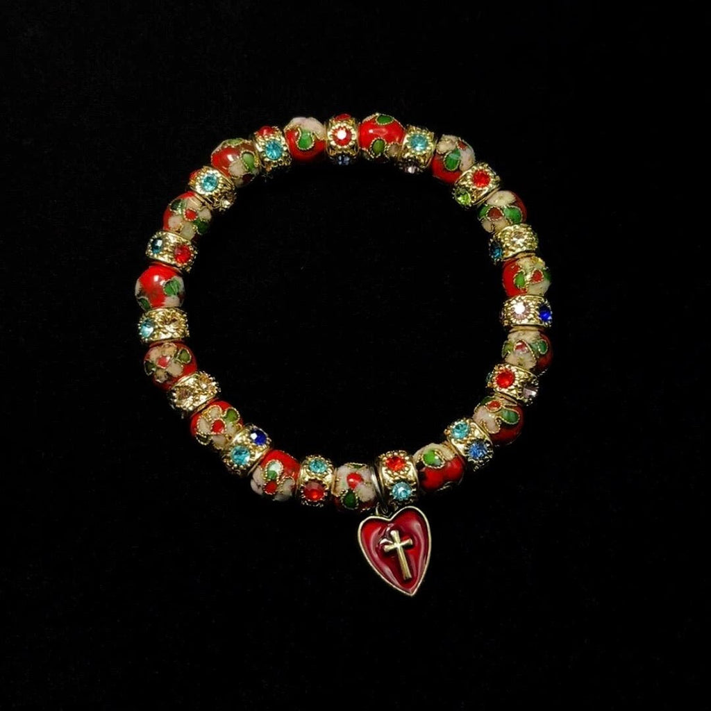 Vintage Red Pearl Gothic Bracelet by painevida