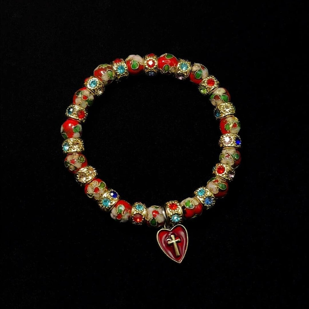 Vintage Red Pearl Gothic Bracelet by painevida