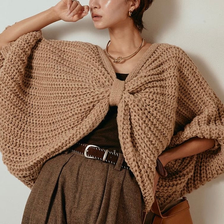 Batwing Knitted Cape Top