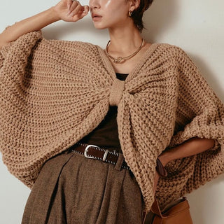 Batwing Knitted Cape Top - PAINEVIDA