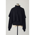 Two-Piece Set: Cape V-Neck Knit Top + Full Skirt