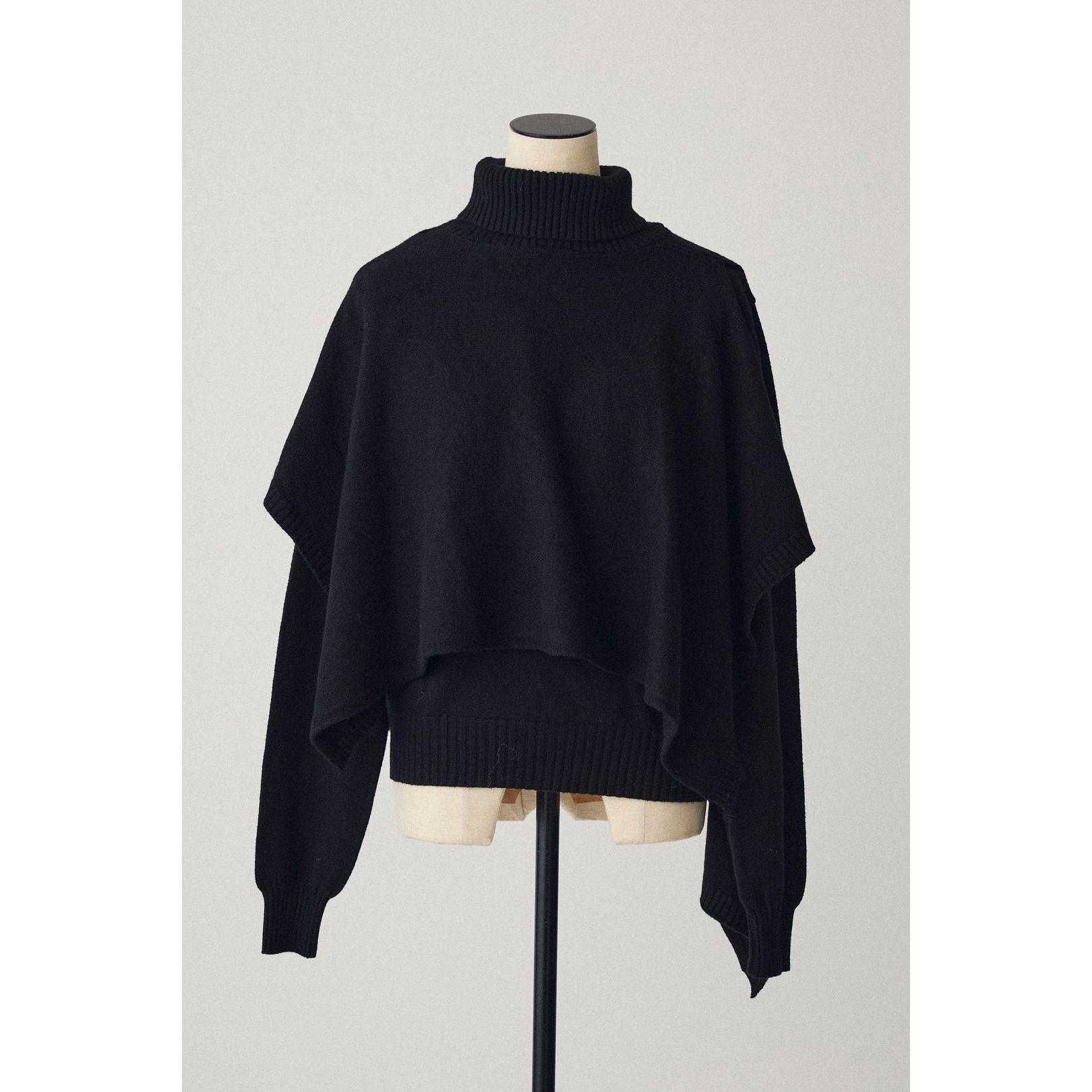 Two-Piece Set: Cape V-Neck Knit Top + Full Skirt