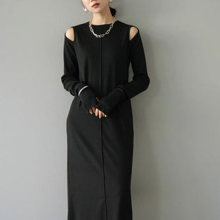Off-shoulder Slimming Long-Sleeved Dress - PAINEVIDA