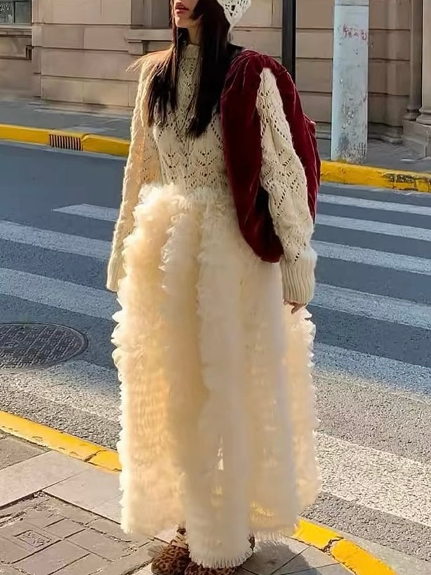 Mesh Patchwork Cake Skirt