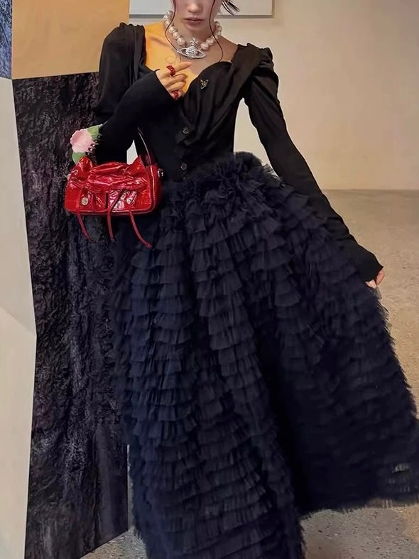 Mesh Patchwork Cake Skirt