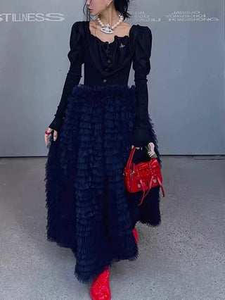 Mesh Patchwork Cake Skirt - PAINEVIDA