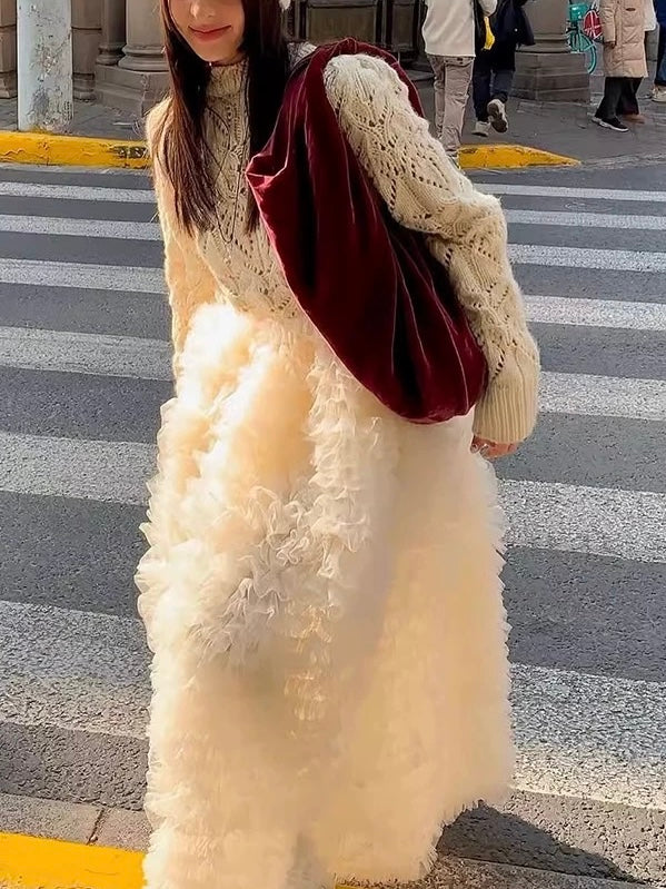 Mesh Patchwork Cake Skirt