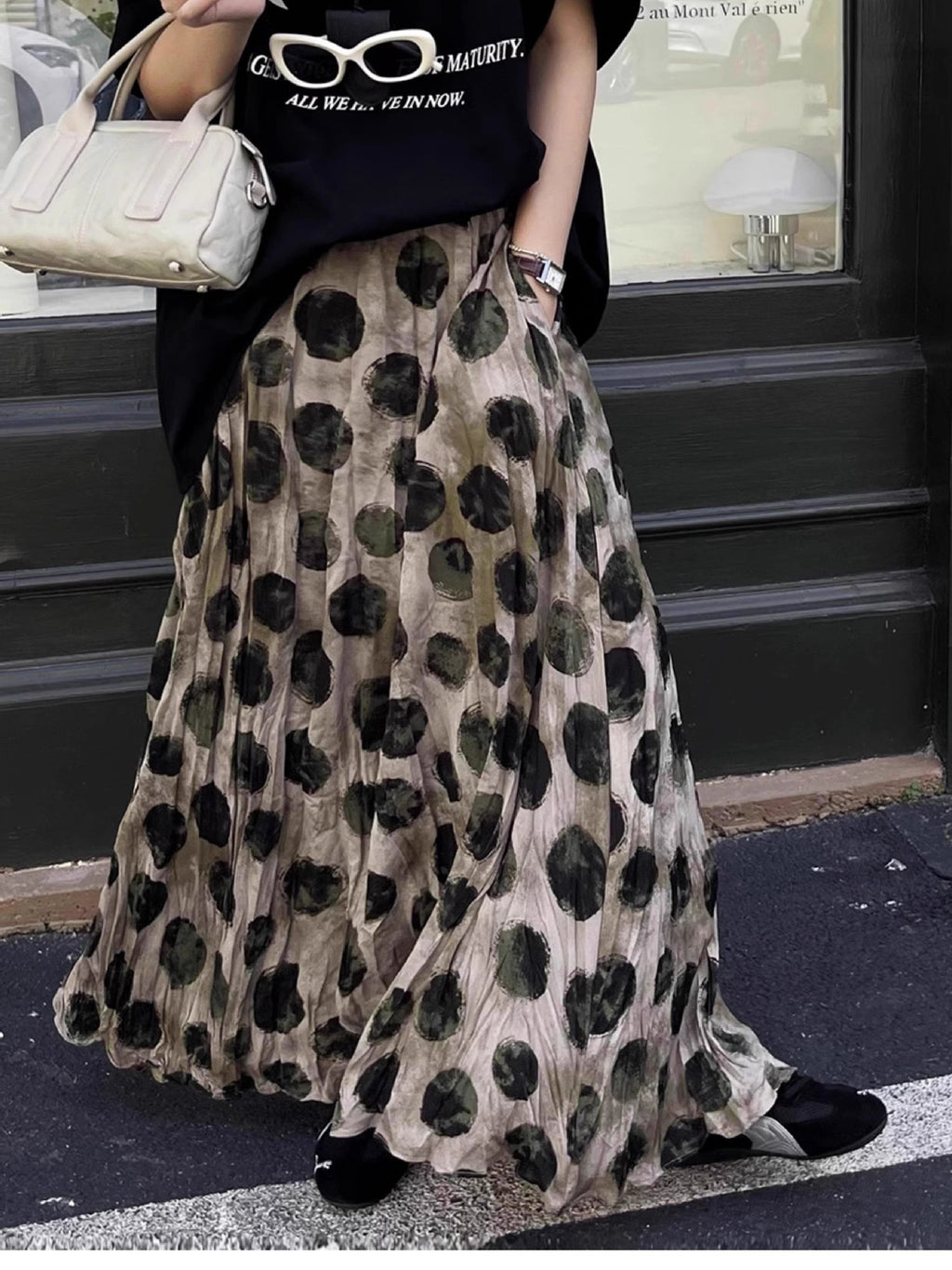 Slimming Polka Dot Midi Skirt - Retro Designer Skirt