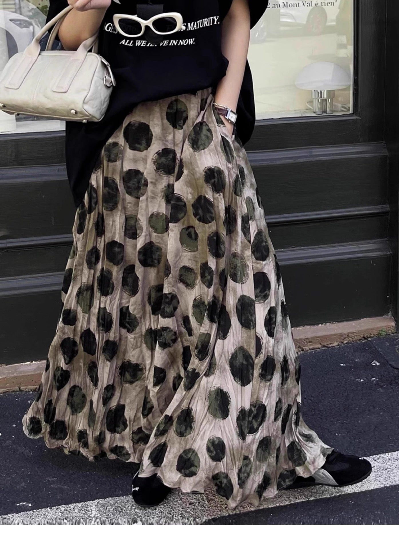 Slimming Polka Dot Midi Skirt - Retro Designer Skirt