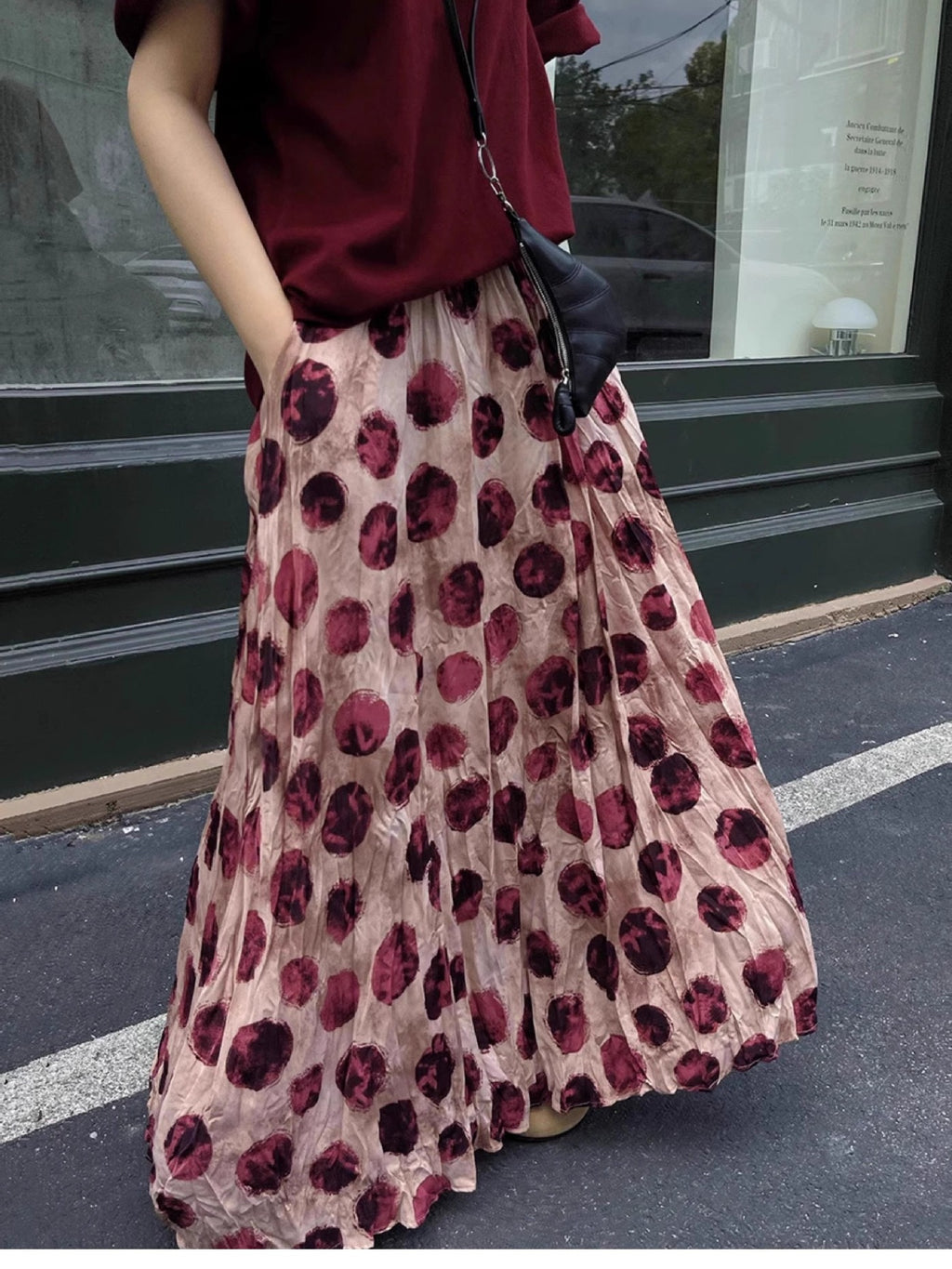 Slimming Polka Dot Midi Skirt - Retro Designer Skirt