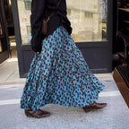 French Floral Print Midi Skirt - Romantic Designer Skirt