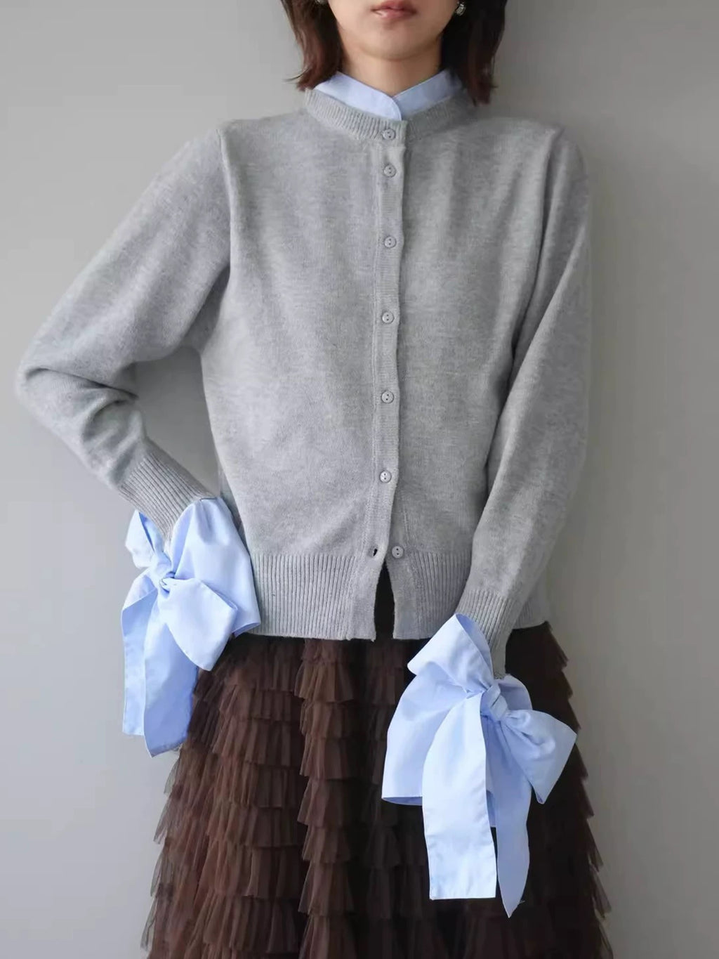 Patchwork Bow Knit Sweater - PAINEVIDA