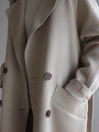 Urban Loose Solid Color Belted Woolen Coat