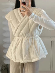 Crossover V-neck drawstring waist vest