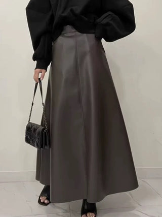 High Waist Slim Leather Skirt