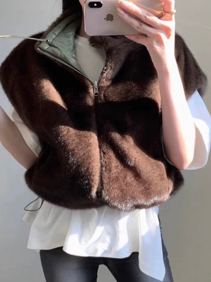 Versatile Reversible Mink Fur Vest Coat