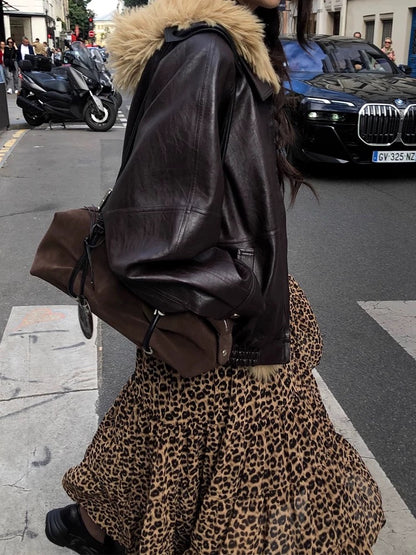 High Waist Leopard Print Maxi Skirt