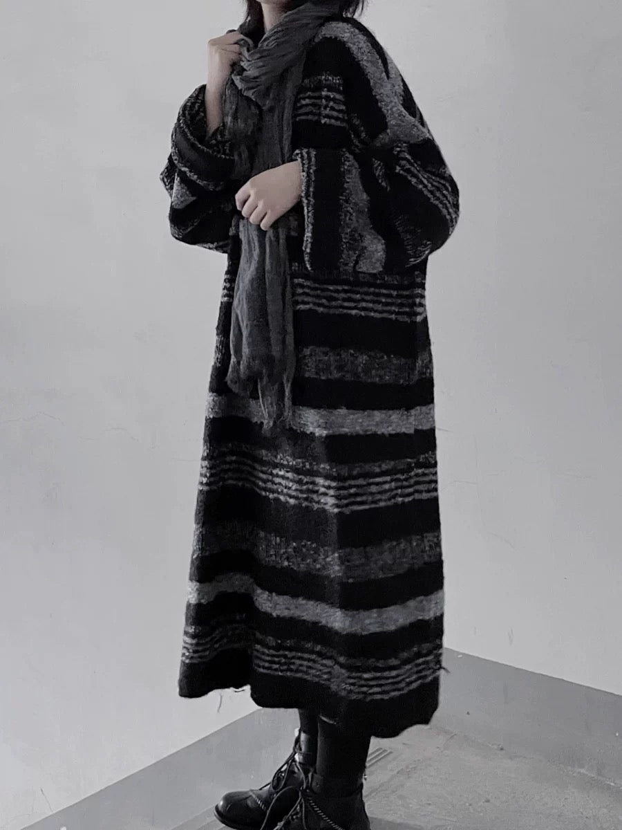 Loose Long Thick Striped Knitted Dress