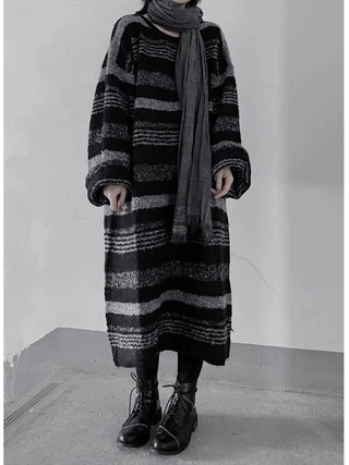 Loose Long Thick Striped Knitted Dress