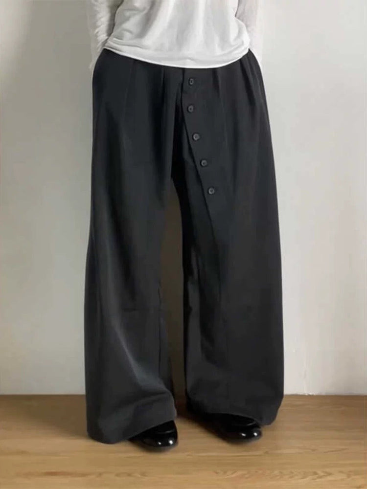 Loose Long Buttons Suit Trousers by painevida